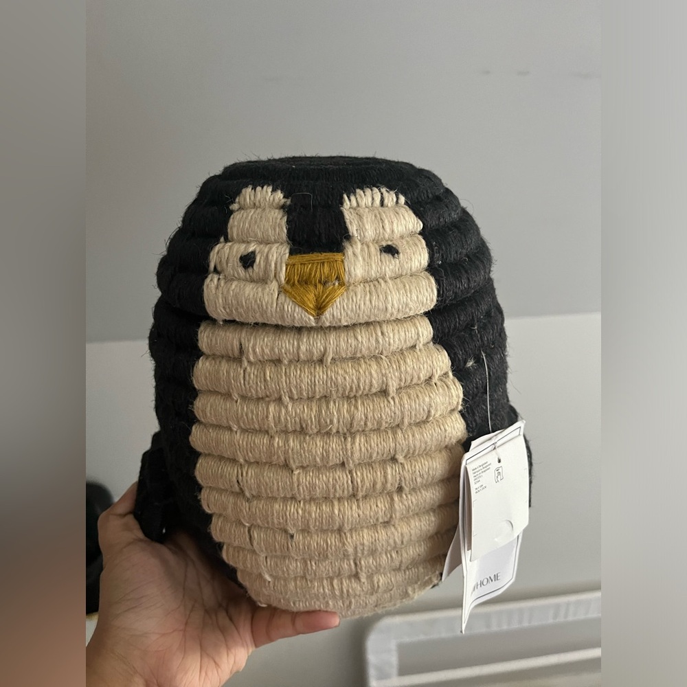 SOLD Penguin Woven Rope Storage Basket